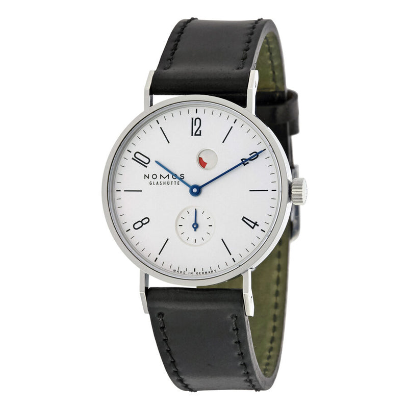 Nomos Tangente Gangreserve White Dial Black Leather Men's Watch #172 - Watches of America