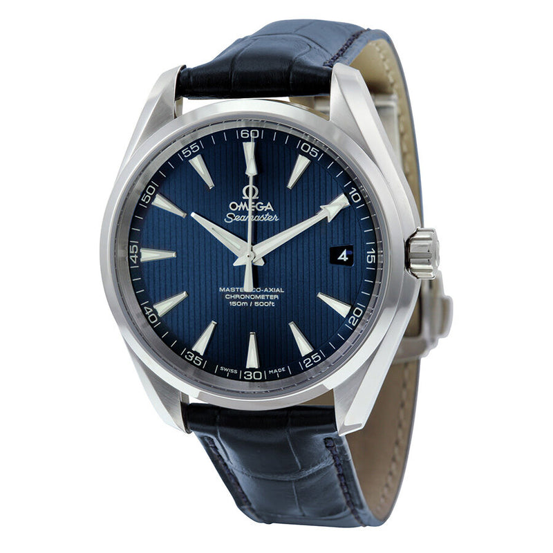Omega Aqua Terra Blue Dial Blue Leather Men's Watch 23113422103001#231.13.42.21.03.001 - Watches of America