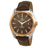 Omega Aqua Terra Co-Axial Teak-Grey Dial Brown Leather Men's Watch #23123422106001 - Watches of America