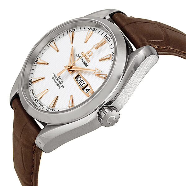 Omega Aqua Terra Silver Dial Black Lather Men's Watch 23113432202002 #231.13.43.22.02.002 - Watches of America #2