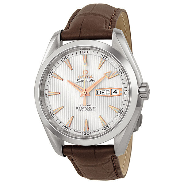 Omega Aqua Terra Silver Dial Black Lather Men's Watch 23113432202002#231.13.43.22.02.002 - Watches of America