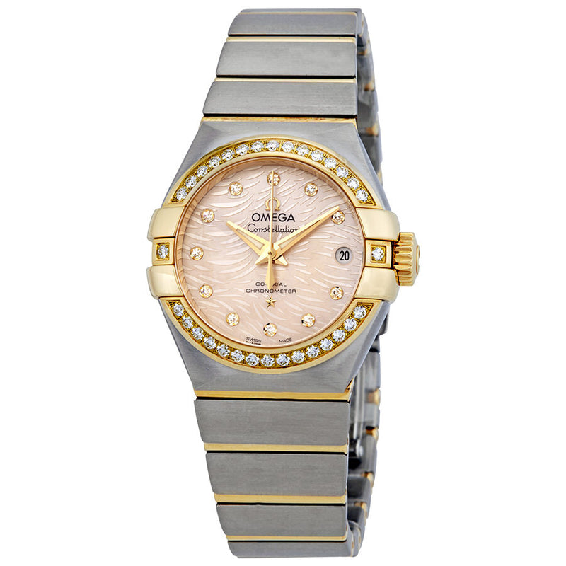 Omega Constellation Automatic Coral Dial Ladies Watch #123.25.27.20.57.005 - Watches of America