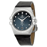 Omega Constellation Blue Diamond Dial Black Leather Ladies Watch 12318352056001#123.18.35.20.56.001 - Watches of America