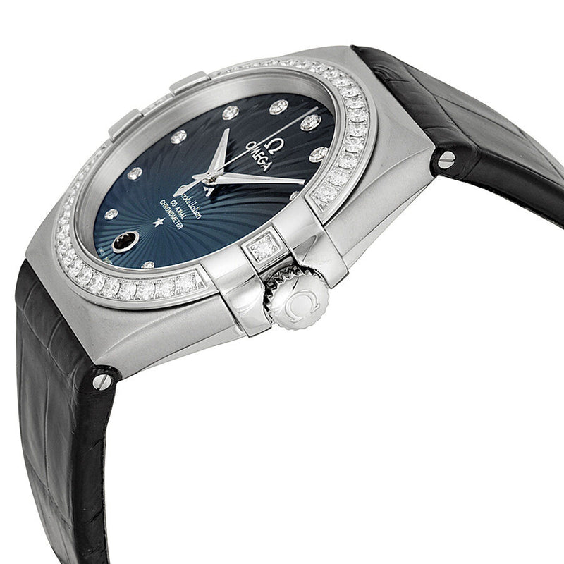 Omega Constellation Blue Diamond Dial Black Leather Ladies Watch 12318352056001#123.18.35.20.56.001 - Watches of America #2