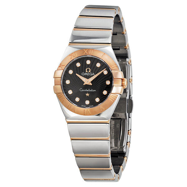 Omega Constellation Brown 'Griffes' Style Dial 18kt Rose Gold Bezel Stainless Steel Ladies Watch 12320246063002#123.20.24.60.63.002 - Watches of America