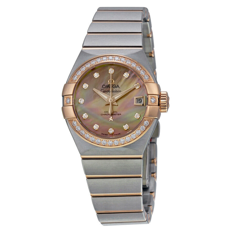 Omega Constellation Brown Mother of Pearl Diamond Automatic Ladies Watch 12325272057001#123.25.27.20.57.001 - Watches of America