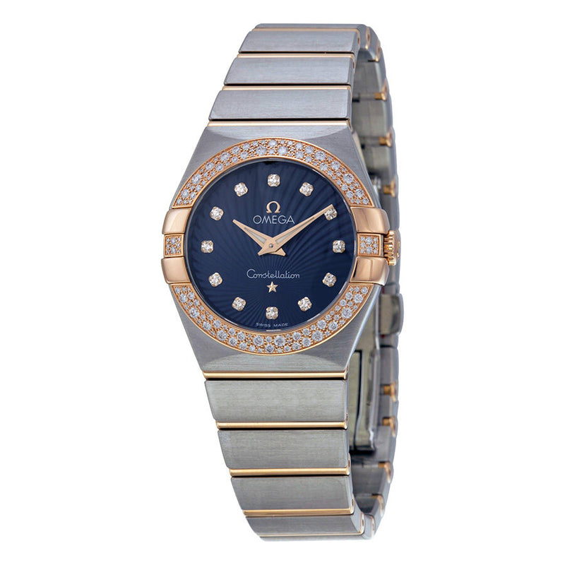 Omega Constellation Diamond Blue Dial Rose Gold and Steel Ladies Watch #123.25.27.60.53.001 - Watches of America