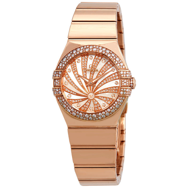 Omega Constellation 18kt Rose Gold Mother of Pearl Diamond Dial Ladies Watch #123.55.27.60.55.013 - Watches of America