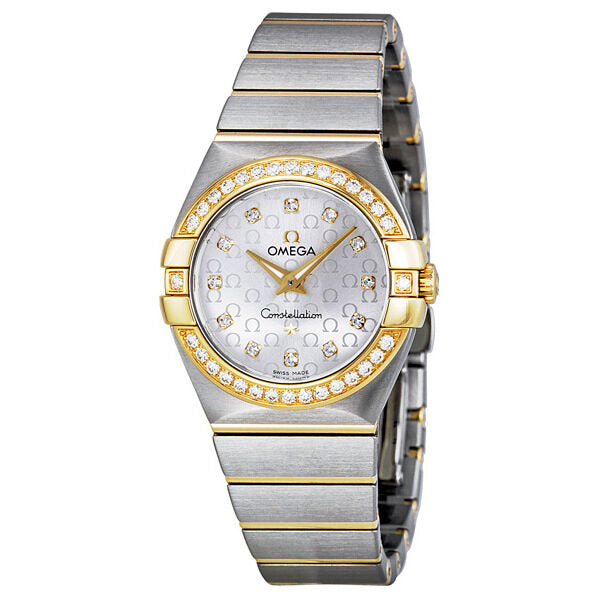 Omega Constellation Silver Diamond Brushed Solid 18kt Gold with Steel Ladies Watch #123.25.27.60.52.002 - Watches of America