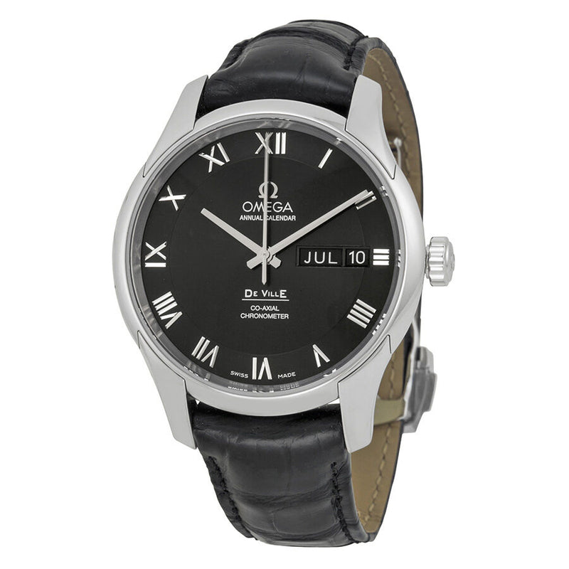 Omega De Ville Automatic Black Dial Black Leather Men's Watch 43113412201001#431.13.41.22.01.001 - Watches of America