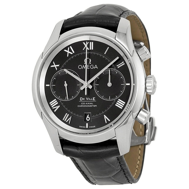 Omega De Ville Co-Axial Black Dial Black Leather Men's Watch #431.13.42.51.01.001 - Watches of America