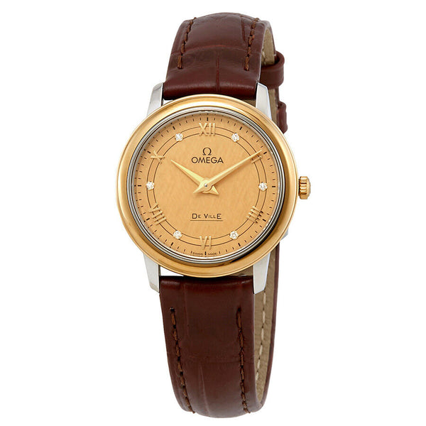 Omega De Ville Diamond Champagne Dial Ladies Watch #424.23.27.60.58.001 - Watches of America