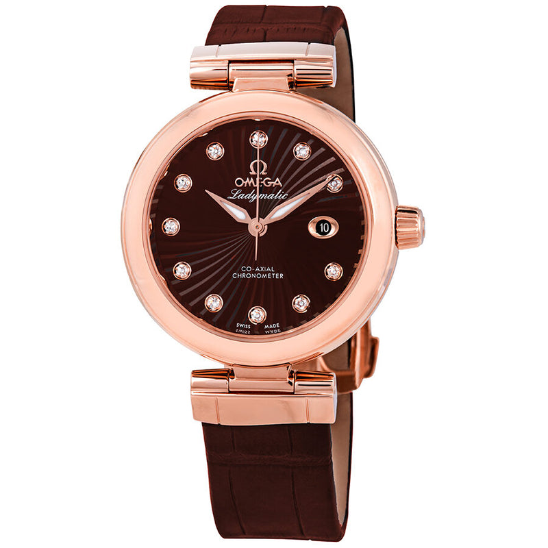 Omega De Ville Ladymatic Brown Diamond Dial Automatic Ladies Watch #425.63.34.20.63.001 - Watches of America
