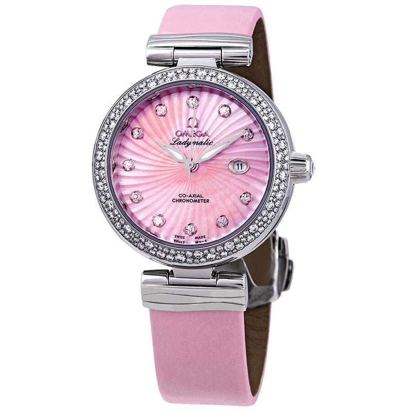 Omega De Ville Pink Mother of Pearl Diamond Dial Ladies Watch #425.37.34.20.57.001 - Watches of America