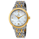 Omega De Ville Prestige Mother of Pearl Diamond Dial Steel and 18K Yellow Gold Ladies Watch 42420332055002#424.20.33.20.55.002 - Watches of America