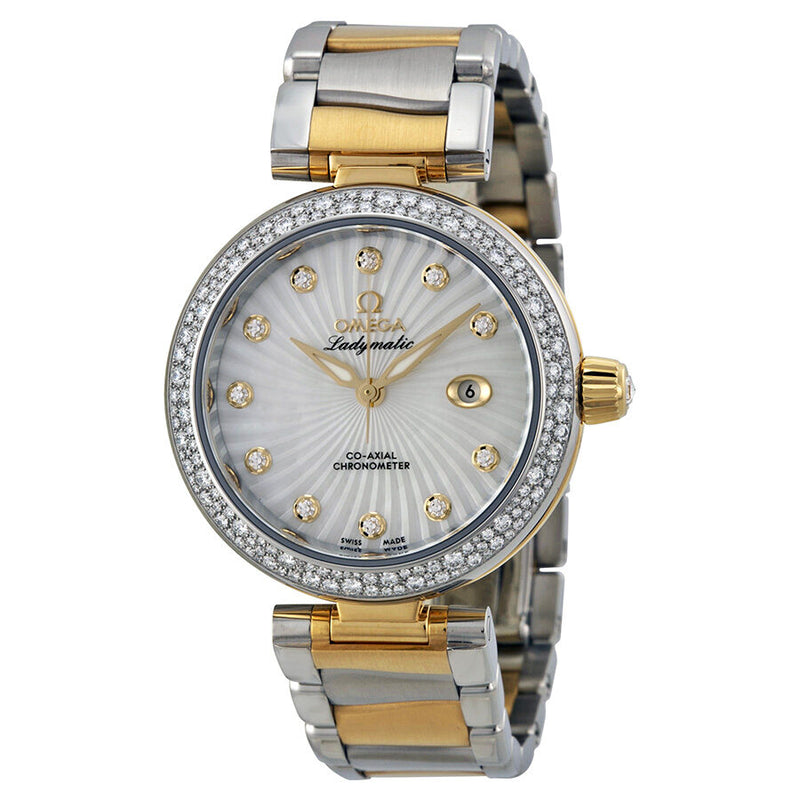 Omega DeVille Ladymatic Mother of Pearl Stainless Steel and Yellow Gold Ladies Watch 42525342055002#425.25.34.20.55.002 - Watches of America
