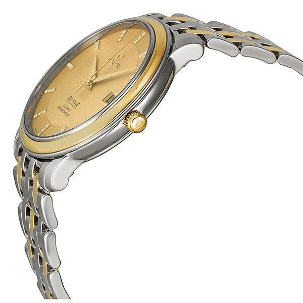 Omega DeVille Prestige Champagne Diamond Dial Steel and Yellow Gold Men's Watch 4374.15 #4374.15.00 - Watches of America #2
