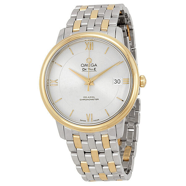 Omega DeVille Prestige Stainless Steel and 18kt Yellow Gold Silver Dial Unisex Watch 42420372002001#424.20.37.20.02.001 - Watches of America