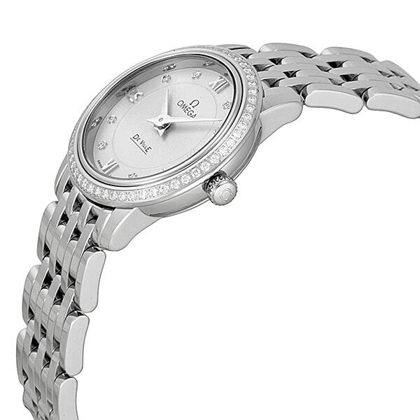 Omega DeVille Prestige Silver Diamond Dial Stainless Steel Ladies Watch#42415246052001 - Watches of America #2