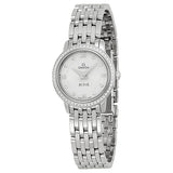 Omega DeVille Prestige Silver Diamond Dial Stainless Steel Ladies Watch#42415246052001 - Watches of America