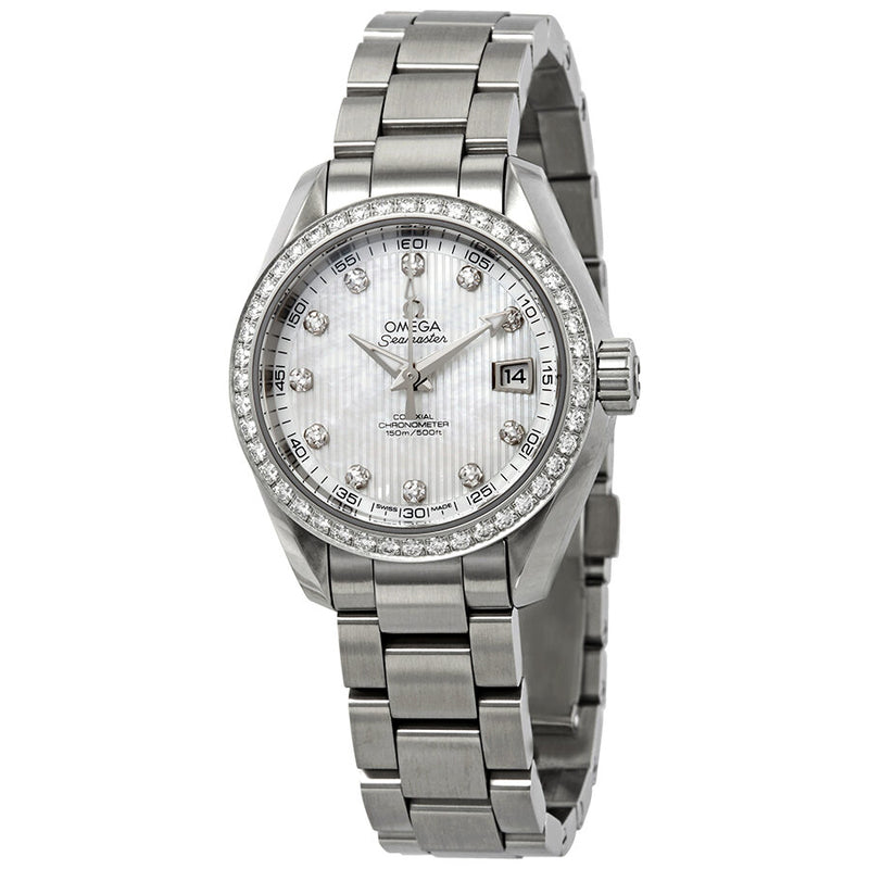 Omega Seamaster Aqua Terra Mother of Pearl Diamond Dial Automatic Ladies Watch #231.15.30.20.55.001 - Watches of America