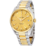 Omega Seamaster Aqua Terra Champagne Dial Stainless Steel and 18kt Yellow Gold Men's Watch 23120422108001#231.20.42.21.08.001 - Watches of America