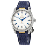 Omega Seamaster Aqua Terra Automatic Silver Dial Blue Rubber Men's Watch #220.12.41.21.02.004 - Watches of America