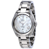 Omega Seamaster Aqua Terra White Mother of Pearl Automatic Diamond Dial 34 mm Ladies Watch #231.10.34.20.55.002 - Watches of America