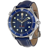 Omega Seamaster Blue Dial Blue Leather Strap Men's Watch #2923.80.91 - Watches of America