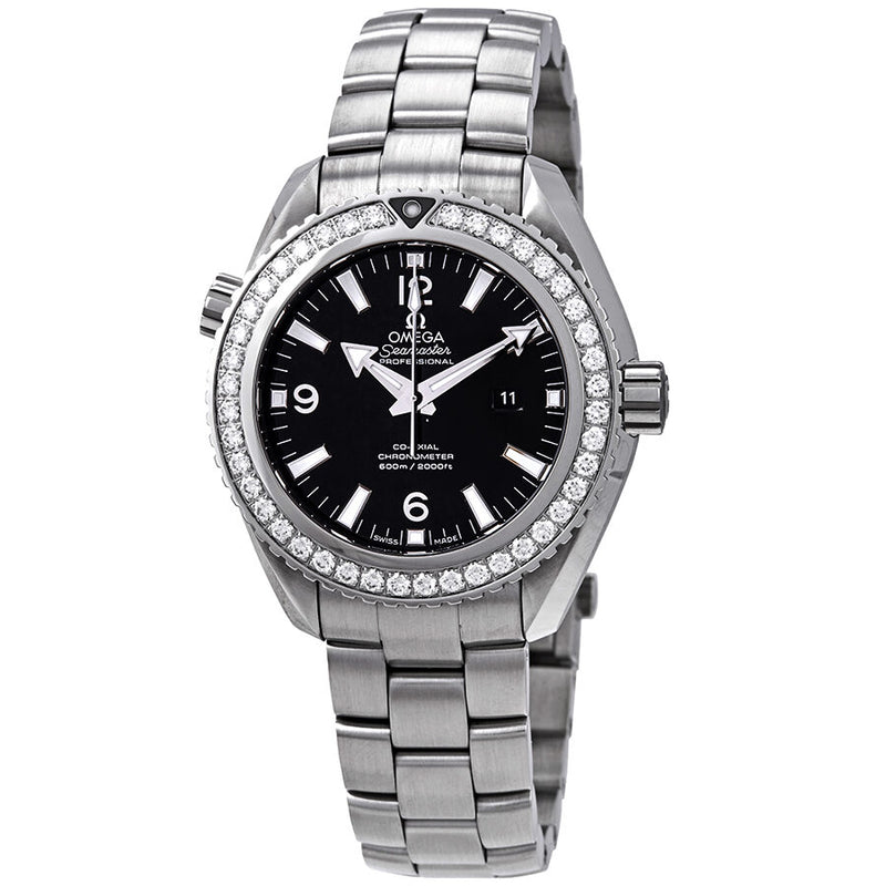 Omega Seamaster Planet Ocean Automatic Chronometer Diamond Black Dial Ladies Watch #232.15.38.20.01.001 - Watches of America