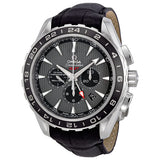Omega Seamaster Teak Grey Dial GMT Chronograph Black Leather Men's Watch #231.13.44.52.06.001 - Watches of America