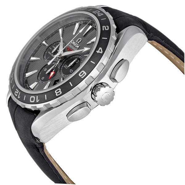 Omega Seamaster Teak Grey Dial GMT Chronograph Black Leather Men's Watch #231.13.44.52.06.001 - Watches of America #2