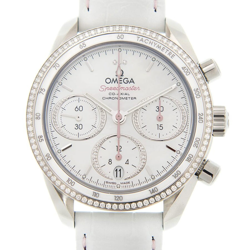 Omega Speedmaster Chronograph Automatic Chronometer Diamond White Dial Unisex Watch #324.38.38.50.55.001 - Watches of America