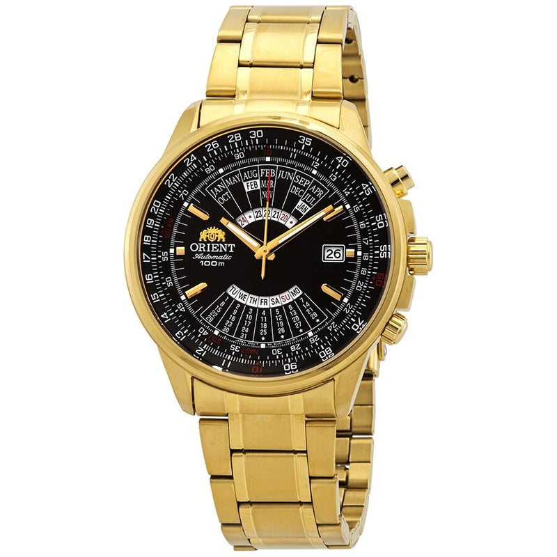 Orient Multi Year Calendar Perpetual World Time Automatic Black Dial Men's Watch #FEU07001BX - Watches of America