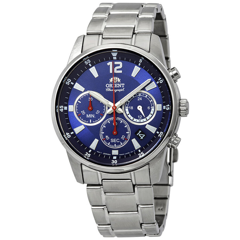 Orient Sport Chronograph Blue Dial Stainless Steel Men's Watch #RAKV0002L - Watches of America