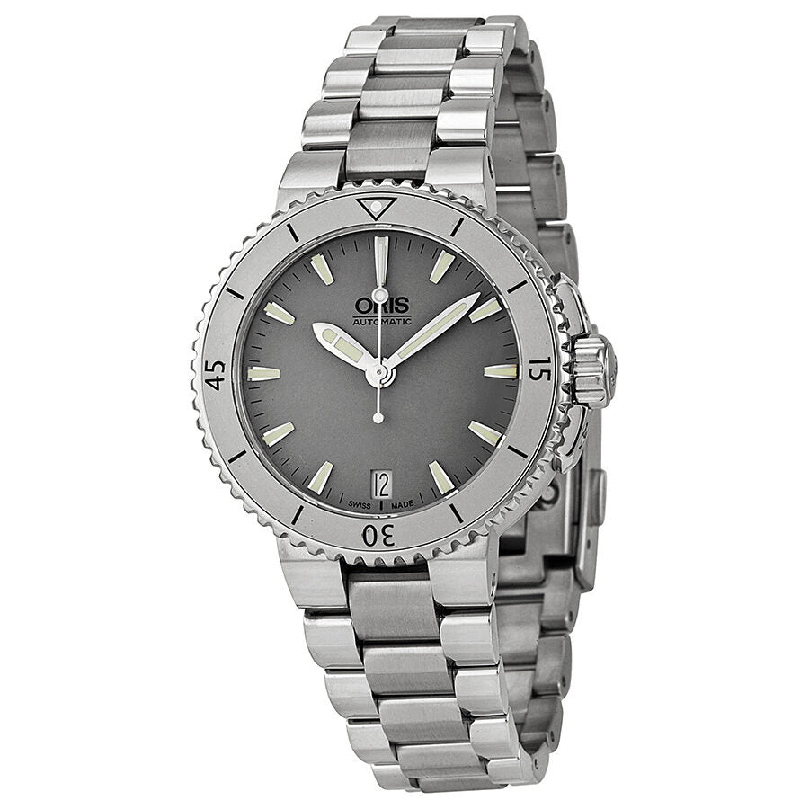 Oris Aquis Date Grey Dial Stainless Steel Ladies Watch 01 733 7652