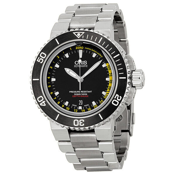 Oris Aquis Depth Gauge Automatic Black Dial Stainless Steel Men's Watch #733-7675-4154RS - Watches of America