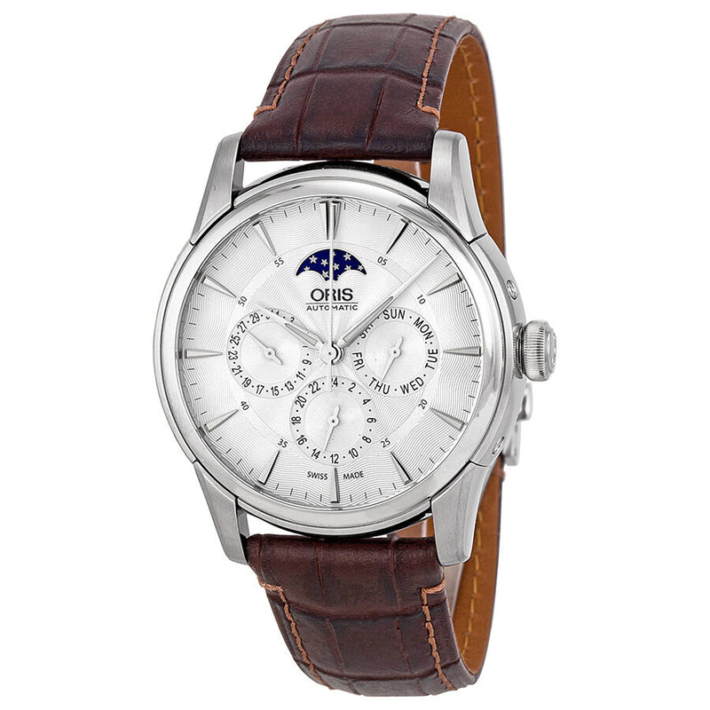 Oris Artelier Complication Silver Dial Brown Leather Men's Watch #01 582 7689 4051-07 5 21 70FC - Watches of America