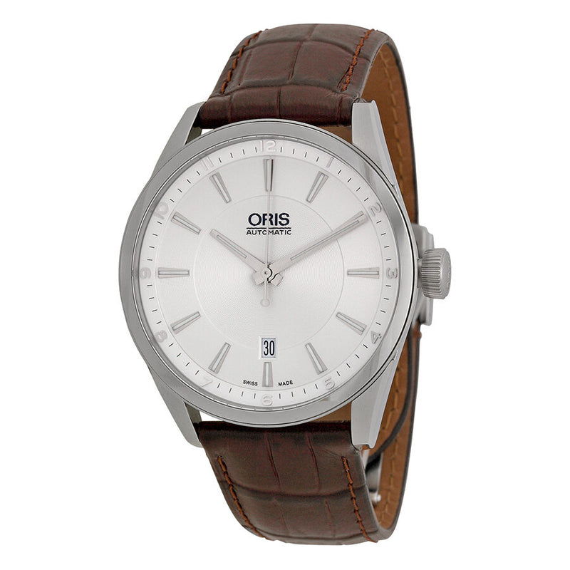 Oris Artix Automatic Silver Dial Brown Leather Men's Watch #733-7642-4031LS - Watches of America