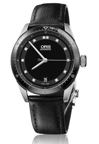 Oris Artix GT Date Diamonds Black Dial Black Leather Unisex Watch #01 733 7671 4494-07 5 18 82FC - Watches of America