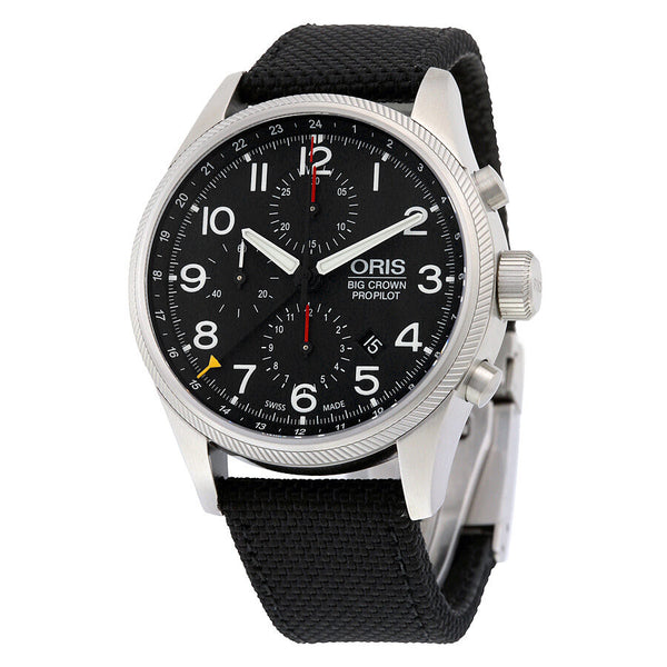 Oris Big Crown ProPilot Chronograph GMT Black Dial Black Fabric