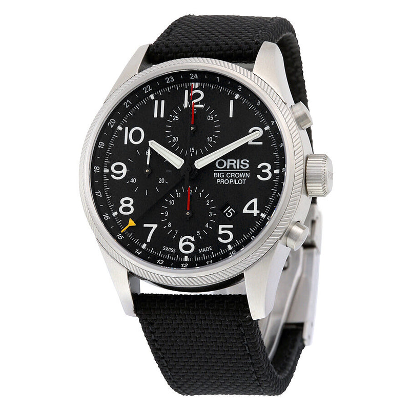 Oris Big Crown ProPilot Chronograph GMT Black Dial Black Fabric