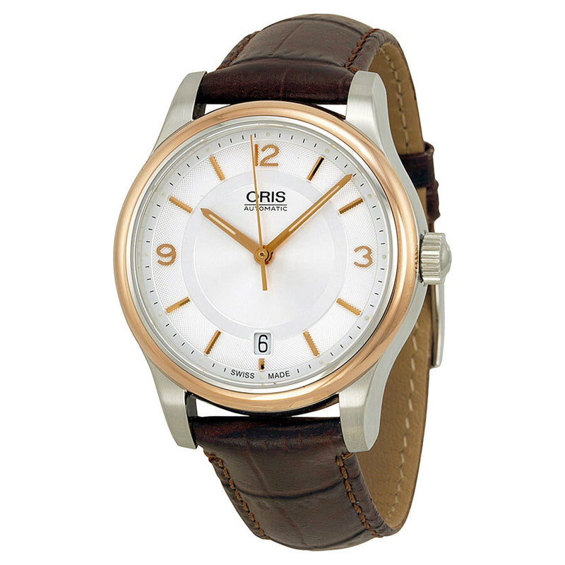 Oris Classic Date Silver Dial Brown Leather Men's Watch #01 733 7578 4331-07 5 18 10 - Watches of America