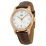 Oris Classic Date Silver Dial Brown Leather Men's Watch 733-7578-4831LS#01 733 7578 4831-07 6 18 10 - Watches of America