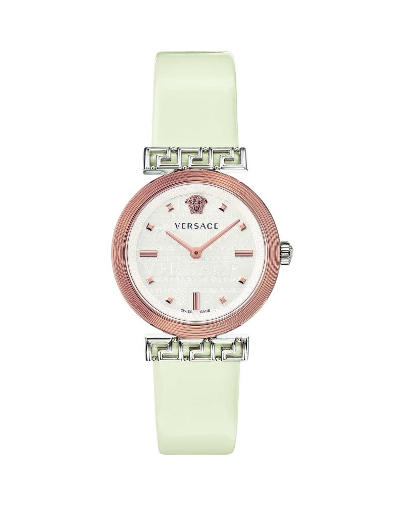 Versace Meander White Leather Strap Women's Watch  VELW00120 - Watches of America