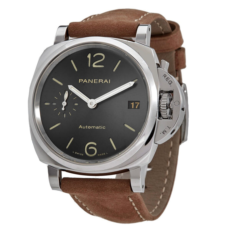 Panerai Luminor Automatic Grey Dial Men's Watch with Brown Strap #PAM00755-BR - Watches of America