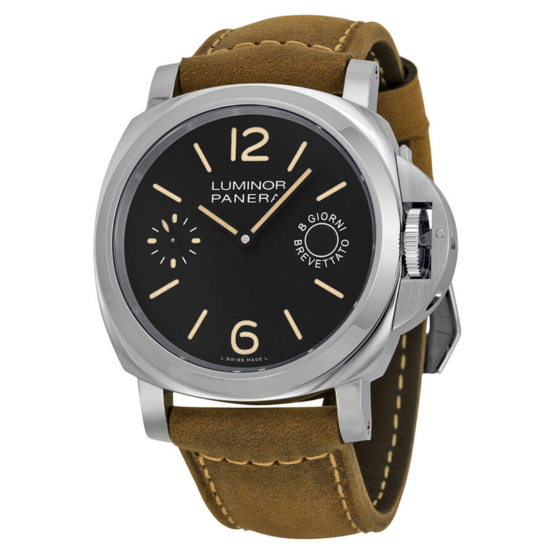 Panerai Luminor Marina Black Dial Tan Leather Men's Watch #PAM00590 - Watches of America