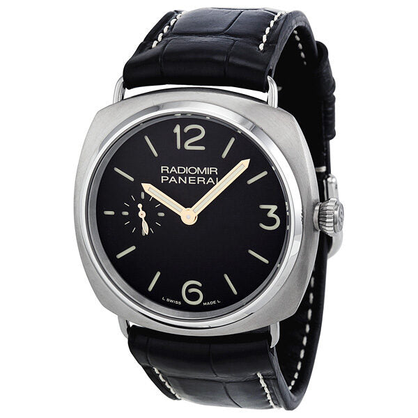 Panerai Radiomir Titanium Black Dial Leather Mechanical Men's Watch #PAM00338 - Watches of America