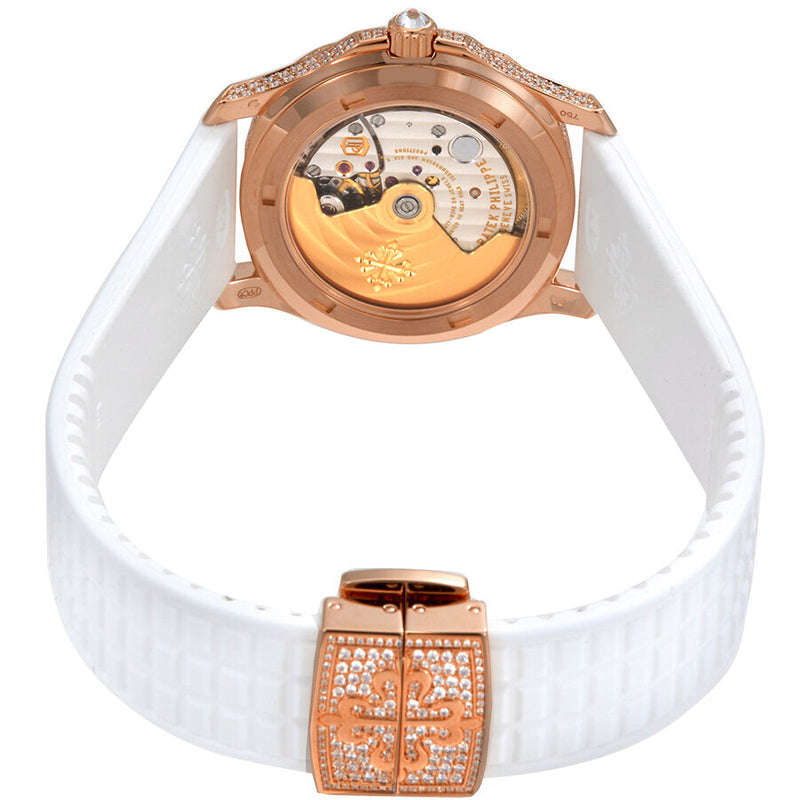 Patek Philippe Aquanaut Luce Embossed White Dial White Rubber Ladies Watch #5069R-001 - Watches of America #3