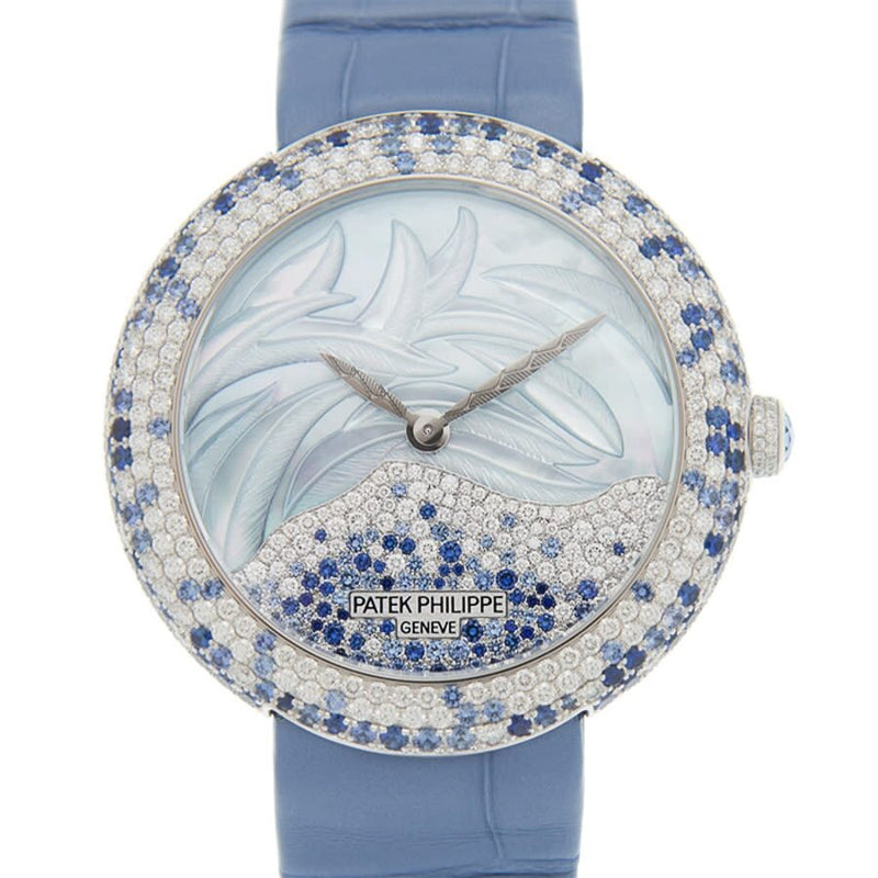 Patek Philippe Calatrava Automatic Mother of Pearl and Blue Sapphire Ladies Watch #4899-901G-001 - Watches of America #2